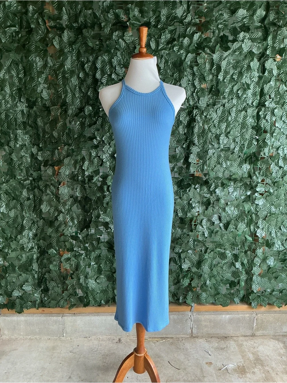 REFORMATION Ribbed Halter Maxi Dress - XS - Dreamy Blue - Picture 4 of 12